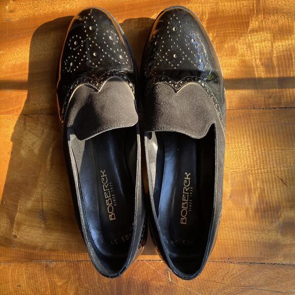 Boberck Wingtips Black Patent Leather/Suede Women’s Size 8 - Picture 2 of 9